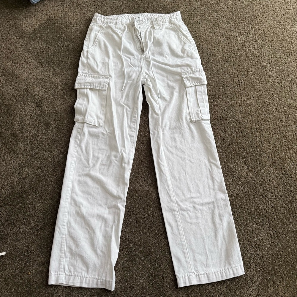 Superdown White Cargo Pants Straight Leg Utility